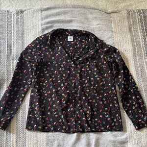 CAbi Black Floral Blouse